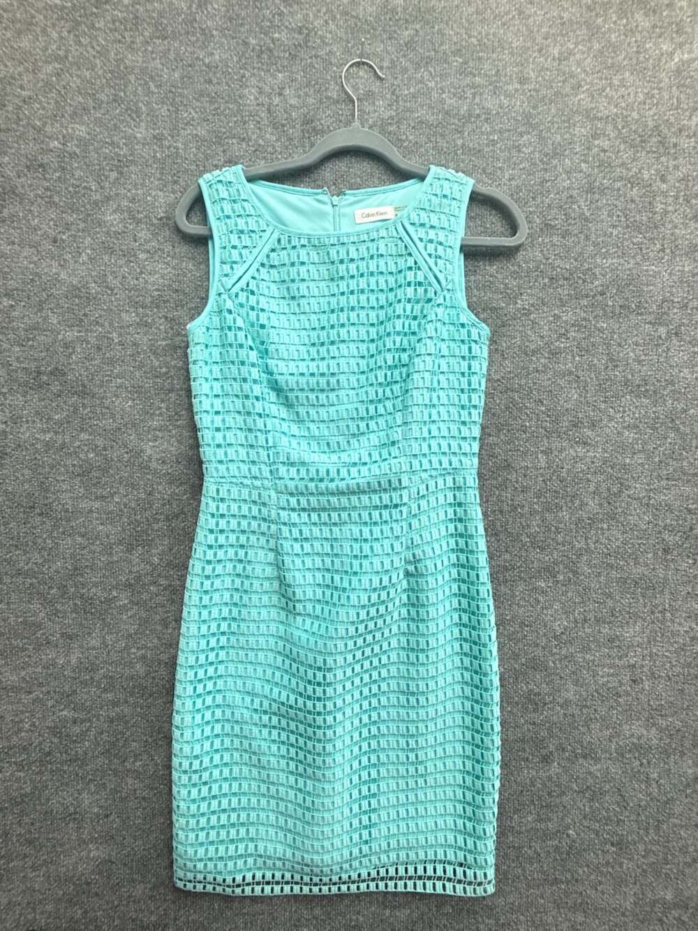 Calvin Klein Teal Blue Sleeveless Cutout Sheath Dress Size 4